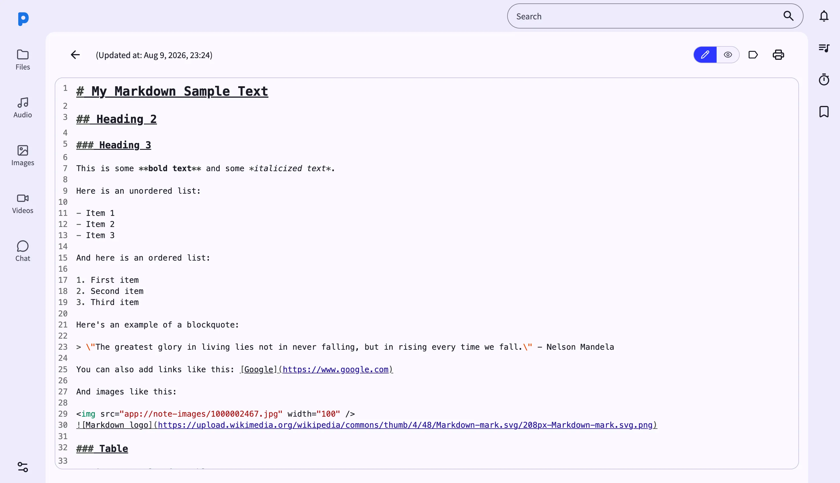 Screenshot: Notiz bearbeiten