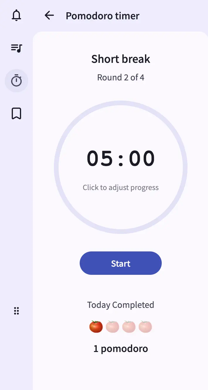 Screenshot: Pomodoro-Timer
